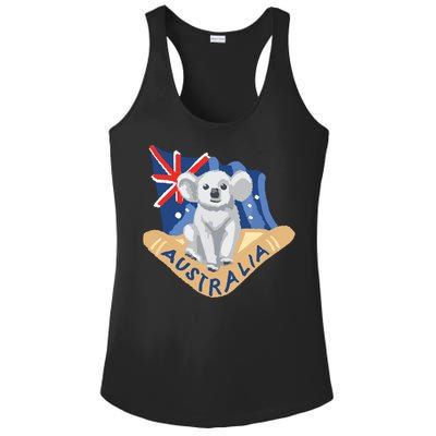 Australia Flag Koala Boomerang Ladies PosiCharge Competitor Racerback Tank