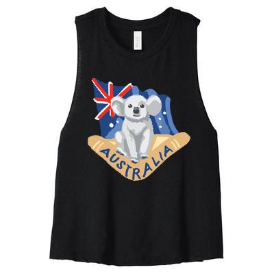 Australia Flag Koala Boomerang Women's Racerback Cropped Tank