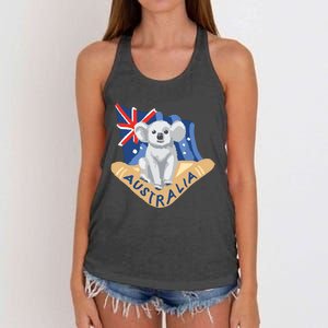 Australia Flag Koala Boomerang Women's Knotted Racerback Tank