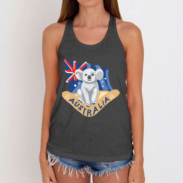 Australia Flag Koala Boomerang Women's Knotted Racerback Tank