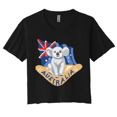 Australia Flag Koala Boomerang Women's Crop Top Tee