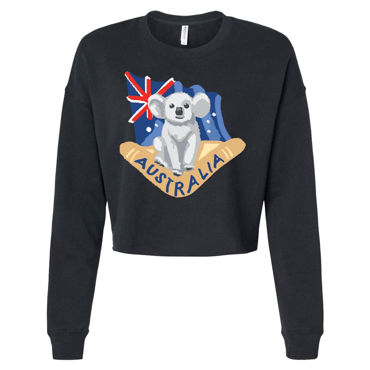 Australia Flag Koala Boomerang Cropped Pullover Crew