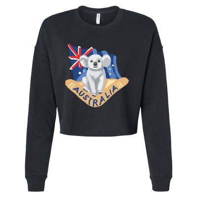 Australia Flag Koala Boomerang Cropped Pullover Crew