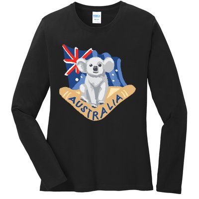 Australia Flag Koala Boomerang Ladies Long Sleeve Shirt