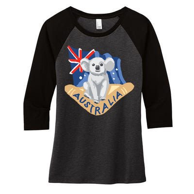 Australia Flag Koala Boomerang Women's Tri-Blend 3/4-Sleeve Raglan Shirt