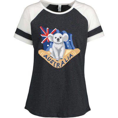 Australia Flag Koala Boomerang Enza Ladies Jersey Colorblock Tee