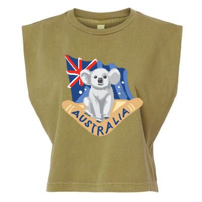 Australia Flag Koala Boomerang Garment-Dyed Women's Muscle Tee