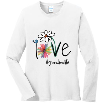 Art Flower Love Grandma Life Gift Ladies Long Sleeve Shirt