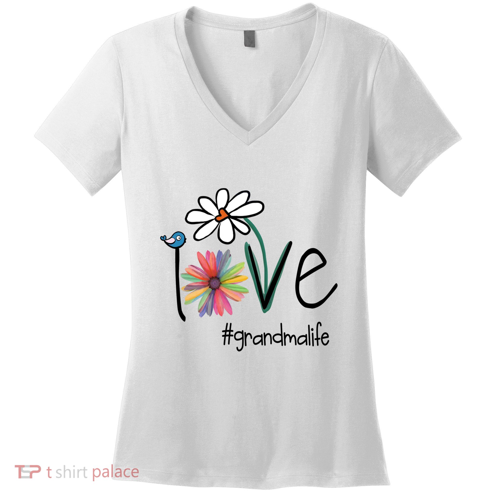 Art Flower Love Grandma Life Gift Women's V-Neck T-Shirt