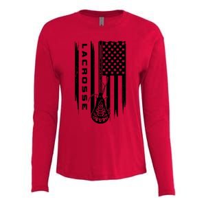 American Flag Lacrosse Apparel Lacrosse Womens Cotton Relaxed Long Sleeve T-Shirt