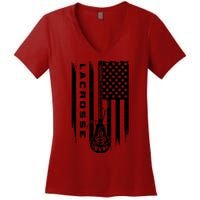 American Flag Lacrosse Apparel Lacrosse Women's V-Neck T-Shirt