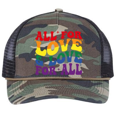 All For Love And Love For All Lgbt Pride Retro Rope Trucker Hat Cap