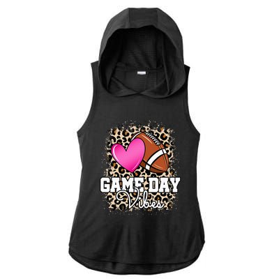 American Football Lover Game Day Leopard Cheetah Football Ladies PosiCharge Tri-Blend Wicking Draft Hoodie Tank