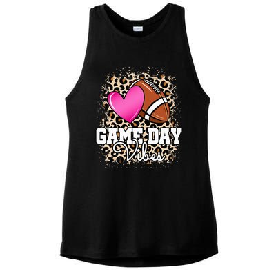 American Football Lover Game Day Leopard Cheetah Football Ladies PosiCharge Tri-Blend Wicking Tank