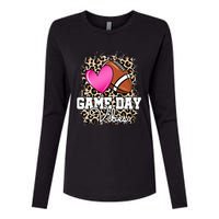 American Football Lover Game Day Leopard Cheetah Football Womens Cotton Relaxed Long Sleeve T-Shirt