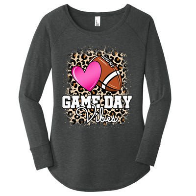 American Football Lover Game Day Leopard Cheetah Football Women's Perfect Tri Tunic Long Sleeve Shirt