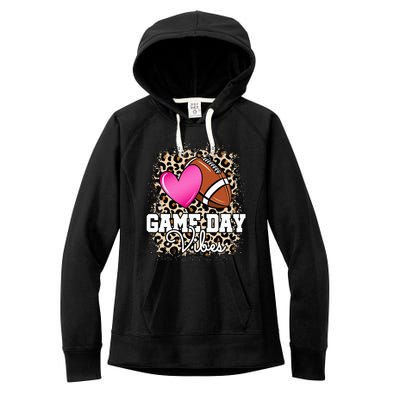 American Football Lover Game Day Leopard Cheetah Football Women's Fleece Hoodie