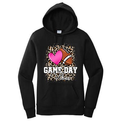 American Football Lover Game Day Leopard Cheetah Football Women's Pullover Hoodie