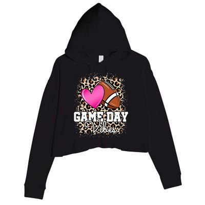 American Football Lover Game Day Leopard Cheetah Football Crop Fleece Hoodie