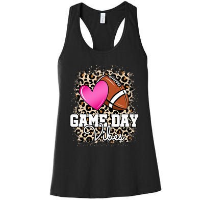 American Football Lover Game Day Leopard Cheetah Football Women's Racerback Tank