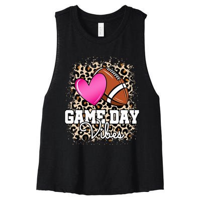 American Football Lover Game Day Leopard Cheetah Football Women's Racerback Cropped Tank