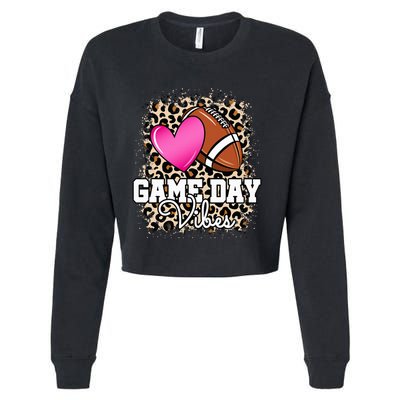 American Football Lover Game Day Leopard Cheetah Football Cropped Pullover Crew