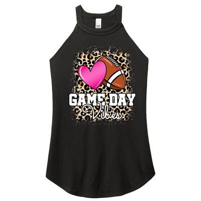 American Football Lover Game Day Leopard Cheetah Football Women’s Perfect Tri Rocker Tank