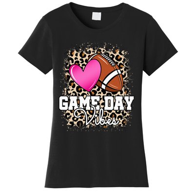 American Football Lover Game Day Leopard Cheetah Football Women's T-Shirt