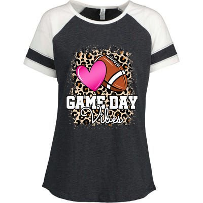 American Football Lover Game Day Leopard Cheetah Football Enza Ladies Jersey Colorblock Tee