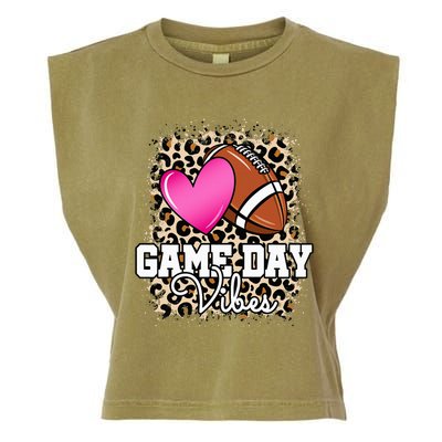 American Football Lover Game Day Leopard Cheetah Football Garment-Dyed Women's Muscle Tee