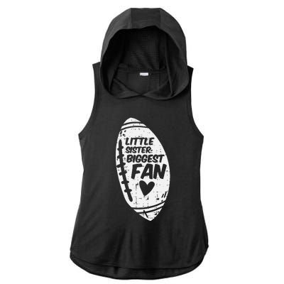 American Football Little Sister Biggest Fan Family Ladies PosiCharge Tri-Blend Wicking Draft Hoodie Tank