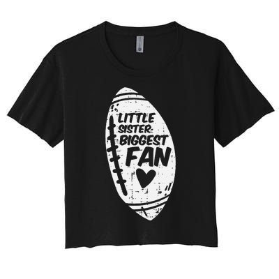 American Football Little Sister Biggest Fan Family Women's Crop Top Tee