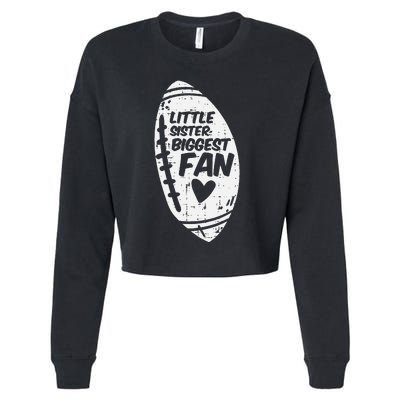 American Football Little Sister Biggest Fan Family Cropped Pullover Crew