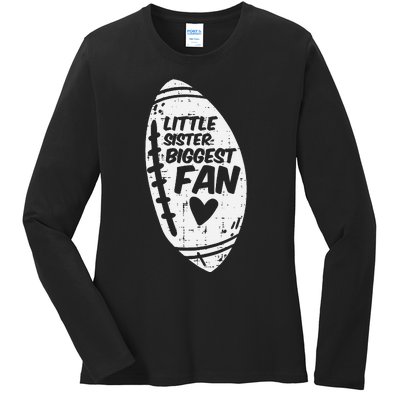 American Football Little Sister Biggest Fan Family Ladies Long Sleeve Shirt