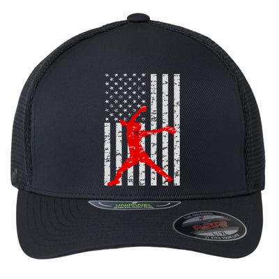 American Flag Love Softball Fastpitch Pitcher Gifts Flexfit Unipanel Trucker Cap