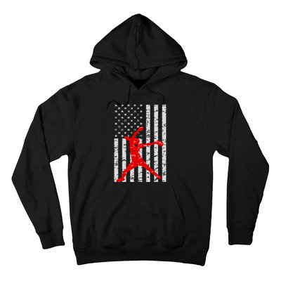 American Flag Love Softball Fastpitch Pitcher Gifts Hoodie