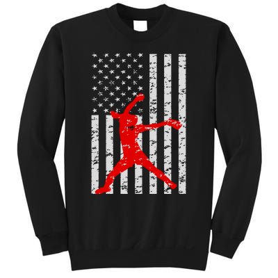 American Flag Love Softball Fastpitch Pitcher Gifts Sweatshirt