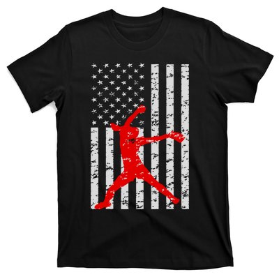 American Flag Love Softball Fastpitch Pitcher Gifts T-Shirt