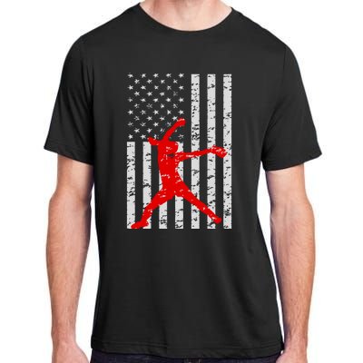 American Flag Love Softball Fastpitch Pitcher Gifts Adult ChromaSoft Performance T-Shirt