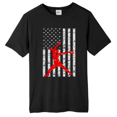 American Flag Love Softball Fastpitch Pitcher Gifts Tall Fusion ChromaSoft Performance T-Shirt