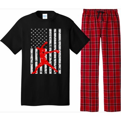 American Flag Love Softball Fastpitch Pitcher Gifts Pajama Set