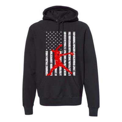 American Flag Love Softball Fastpitch Pitcher Gifts Premium Hoodie