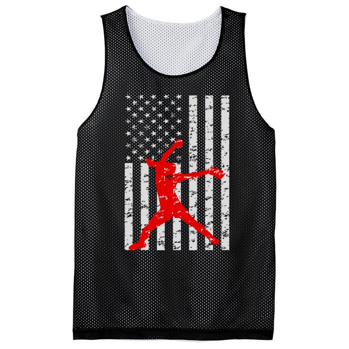 American Flag Love Softball Fastpitch Pitcher Gifts Mesh Reversible Basketball Jersey Tank