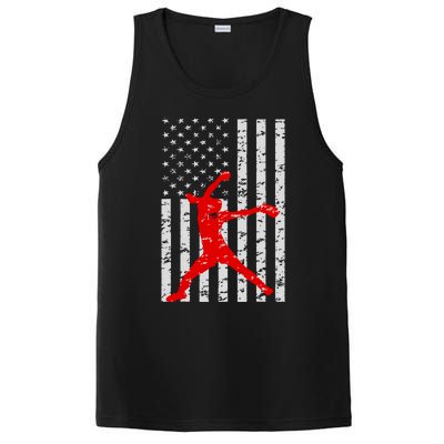 American Flag Love Softball Fastpitch Pitcher Gifts PosiCharge Competitor Tank