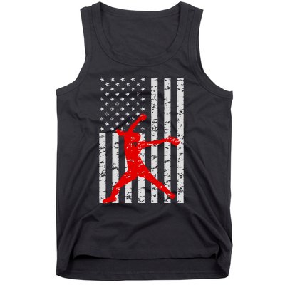 American Flag Love Softball Fastpitch Pitcher Gifts Tank Top