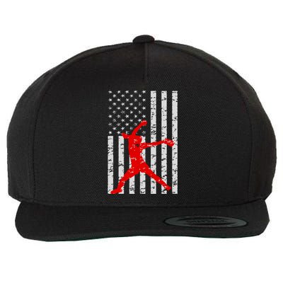 American Flag Love Softball Fastpitch Pitcher Gifts Wool Snapback Cap