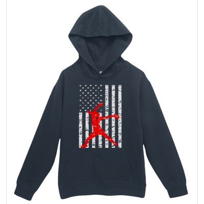 American Flag Love Softball Fastpitch Pitcher Gifts Urban Pullover Hoodie