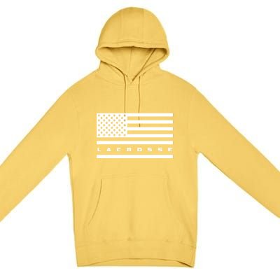 American Flag Lacrosse Apparel Gift Lacrosse Gift Premium Pullover Hoodie