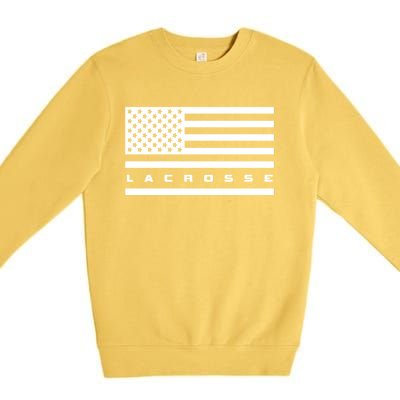 American Flag Lacrosse Apparel Gift Lacrosse Gift Premium Crewneck Sweatshirt