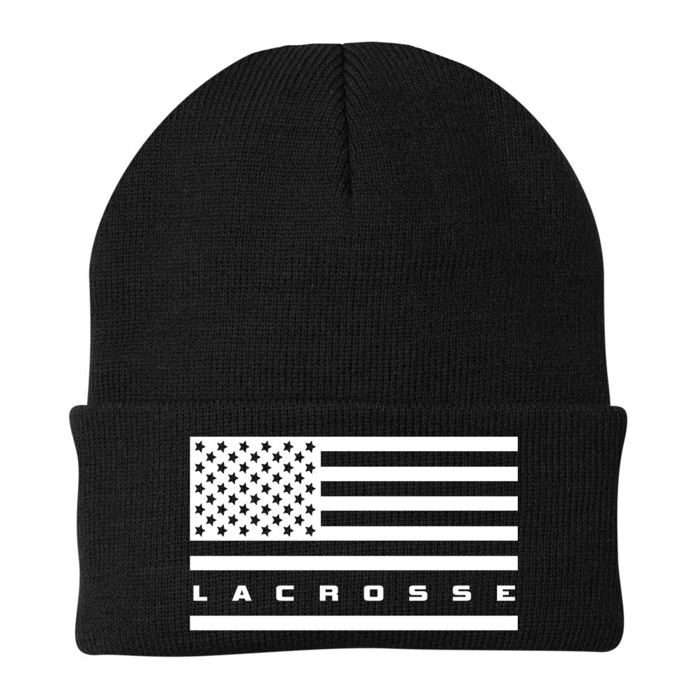 American Flag Lacrosse Apparel Gift Lacrosse Gift Beanie